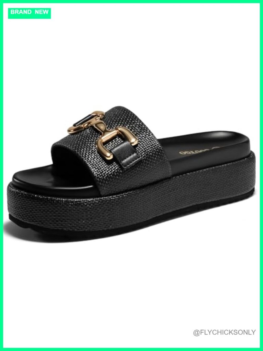 Raffia Platform Sandals Slip On Open Toe Espadrilles Faux Leather Chain Beach